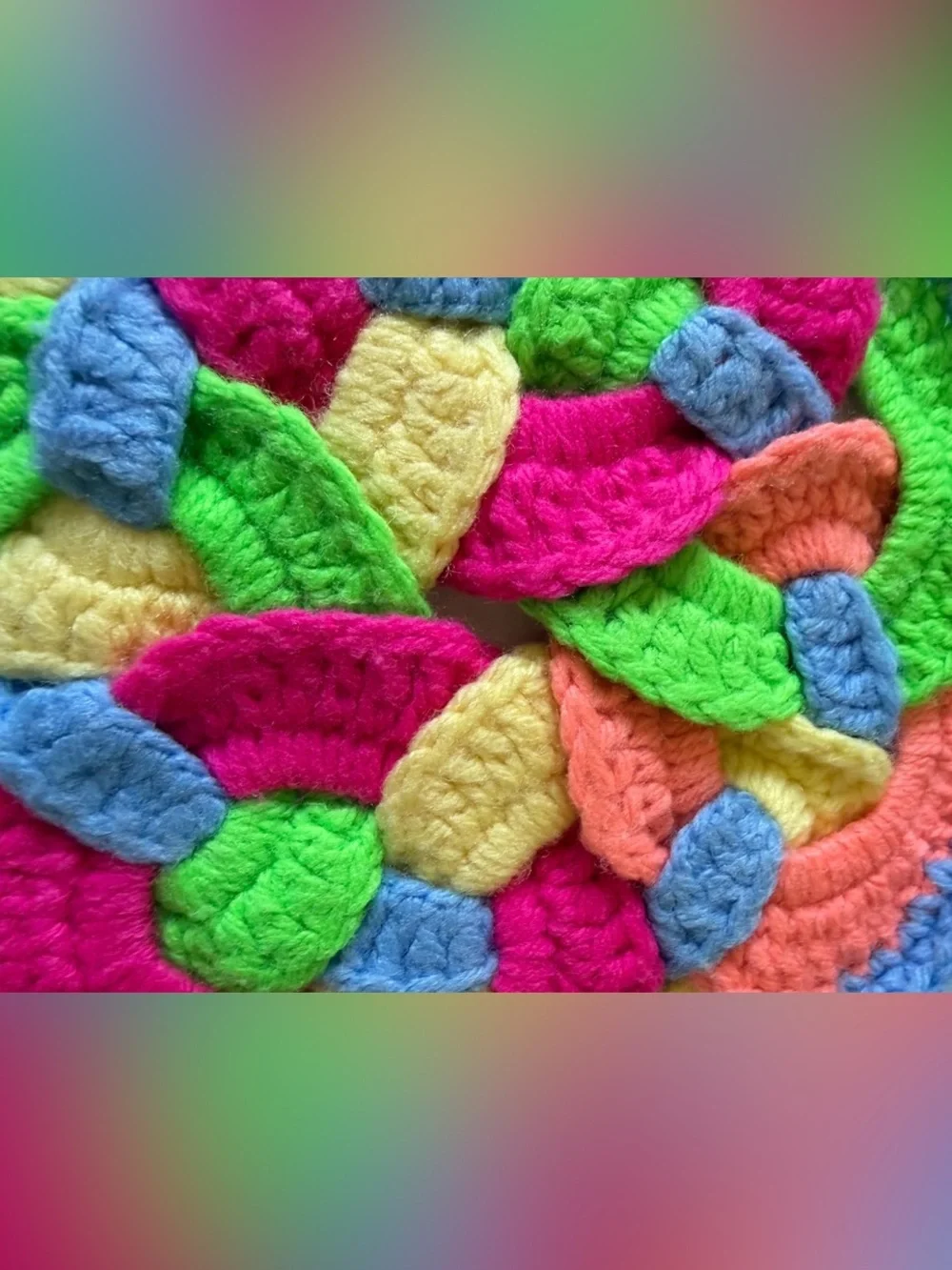 Vintage Handmade Crochet Potholder Hot Pad Trivet Lot of 3 Grandmacore Rainbow